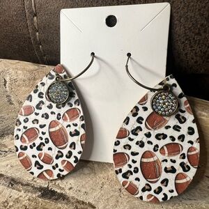 Football and Leopard Print Teardrop Earrings